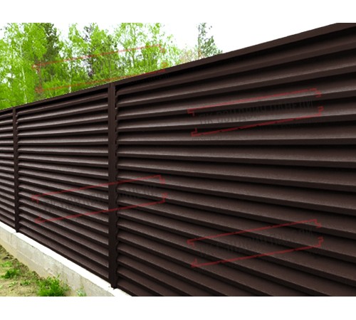 Забор-жалюзи S 58х136 мм, ПЭ, Ral 8017 - 0,35мм