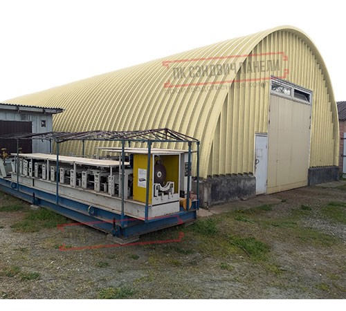 Профнастил H112ПГ-0.85, для бескаркасных ангаров, Полиэстер RAL 1014