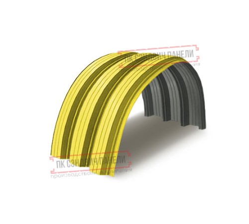 Профнастил H112ПГ-0.65, для бескаркасных ангаров, Полиэстер RAL 1018.