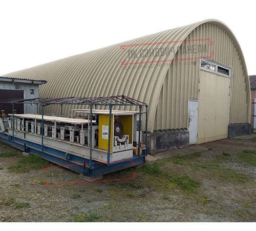 Профнастил H112ПГ-0.65, для бескаркасных ангаров, Полиэстер RAL 1035.