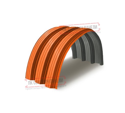 Профнастил H114ПГ-0.9, для бескаркасных ангаров, Полиэстер RAL 2004