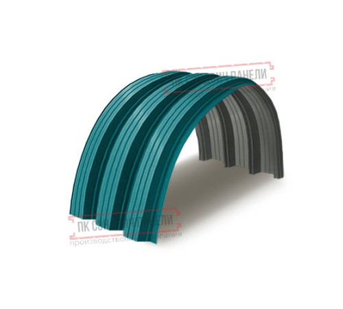 Профнастил H112ПГ-0.8, для бескаркасных ангаров, Полиэстер RAL 5021