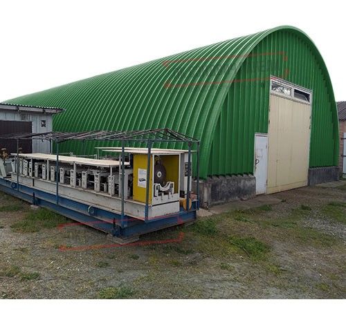 Профнастил H112ПГ-0.7, для бескаркасных ангаров, Полиэстер RAL 6002.