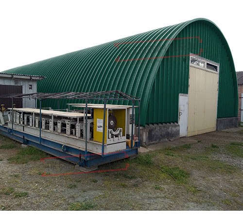 Профнастил H112ПГ-0.7, для бескаркасных ангаров, Полиэстер RAL 6005.