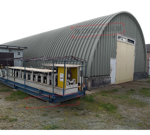 Профнастил H112ПГ-0.65, для бескаркасных ангаров, Полиэстер RAL 7005.