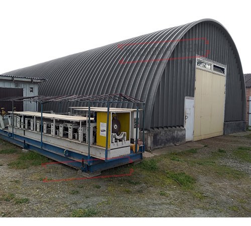 Профнастил H112ПГ-0.7, для бескаркасных ангаров, Полиэстер RAL 7024.