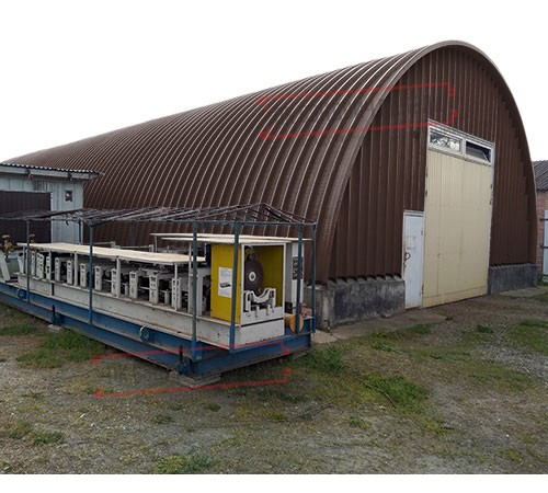 Профнастил H112ПГ-0.7, для бескаркасных ангаров, Полиэстер RAL 8017.