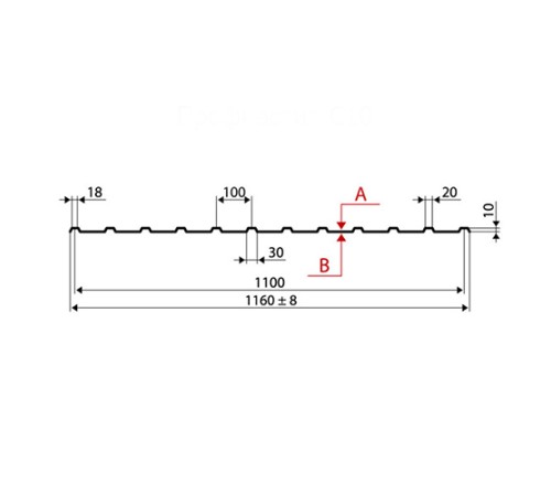 Профнастил С10ПГ-1150-0.45 Полиэстер RAL7004