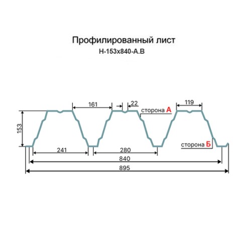 Профнастил Н153-840 RAL3005 Полиэстер-0,8