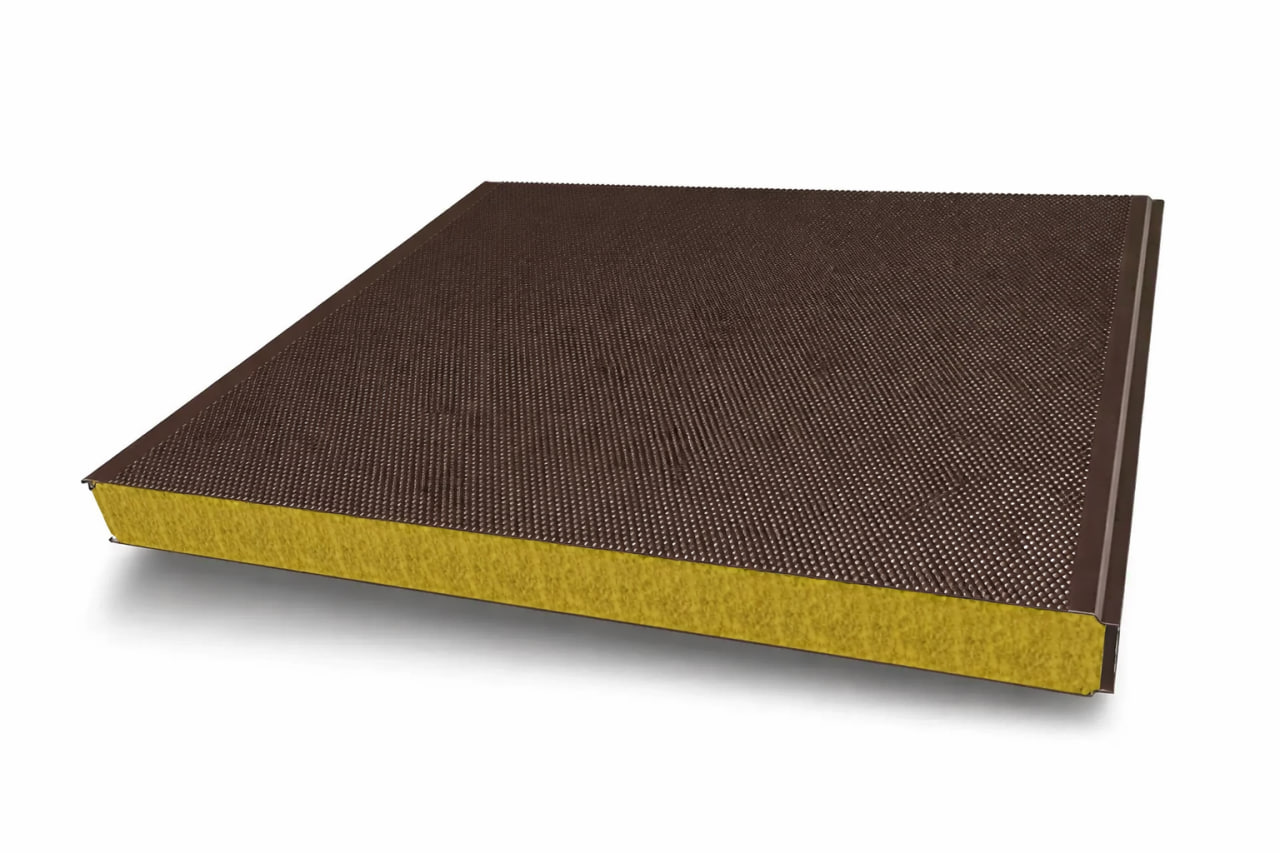 Сэндвич-панели акустические стеновые, минвата, 1200 мм, 100 мм, RAL8017