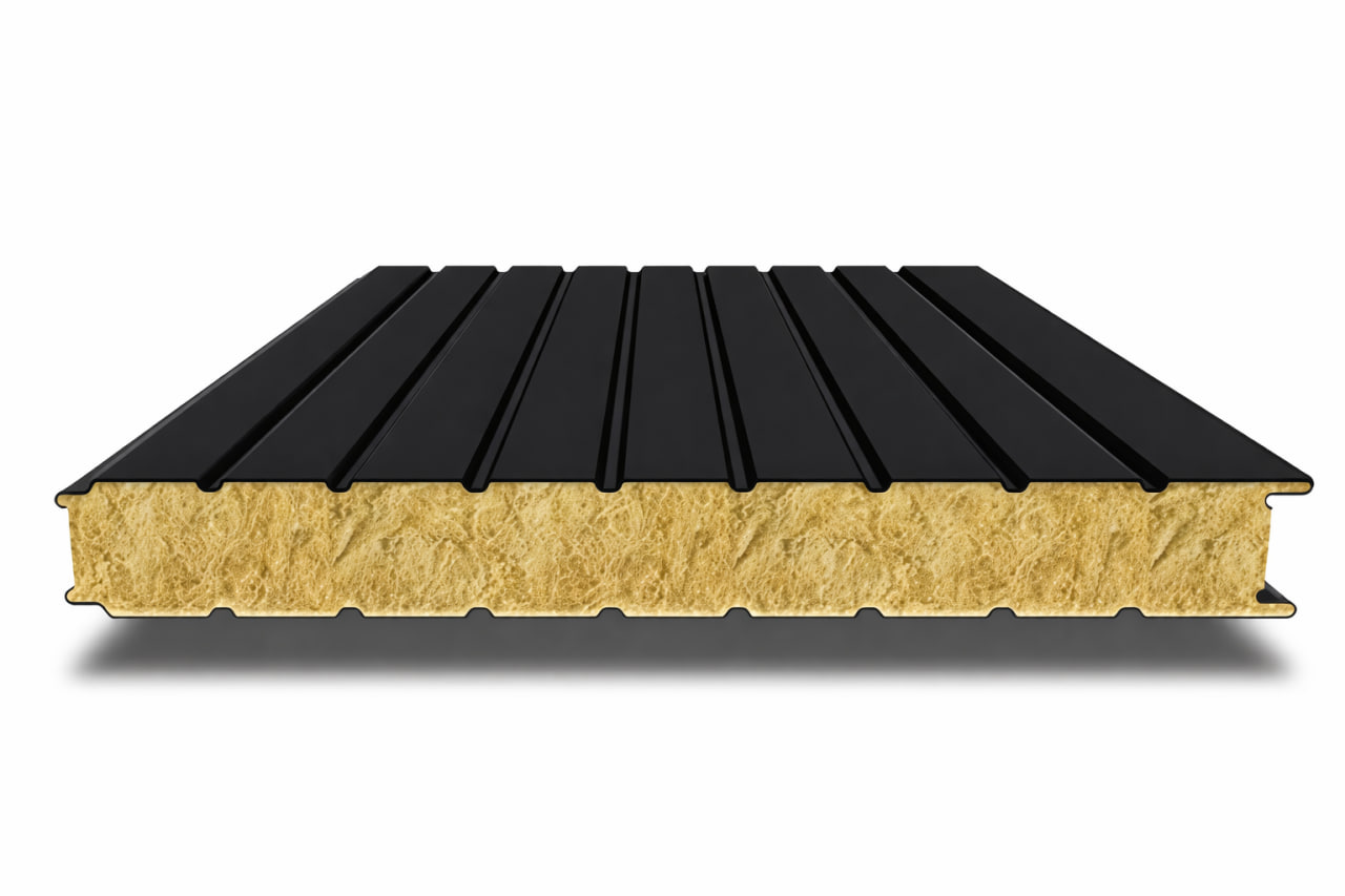 Сэндвич-панель для холодильных камер с минеральной ватой, 1200 мм, 50 мм, RAL9005 — фото