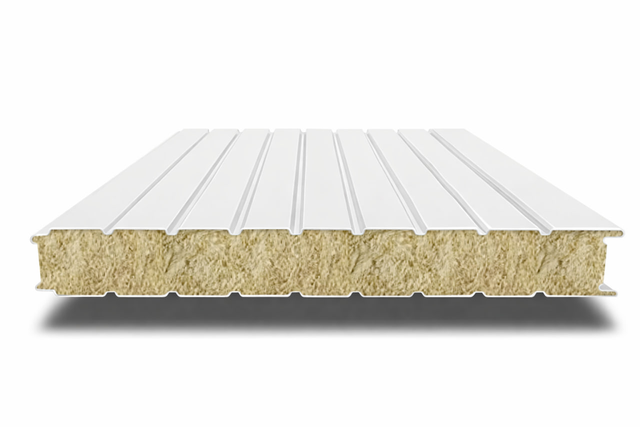 Сэндвич-панель для холодильных камер с минеральной ватой, 1200 мм, 100 мм, RAL9003 — фото